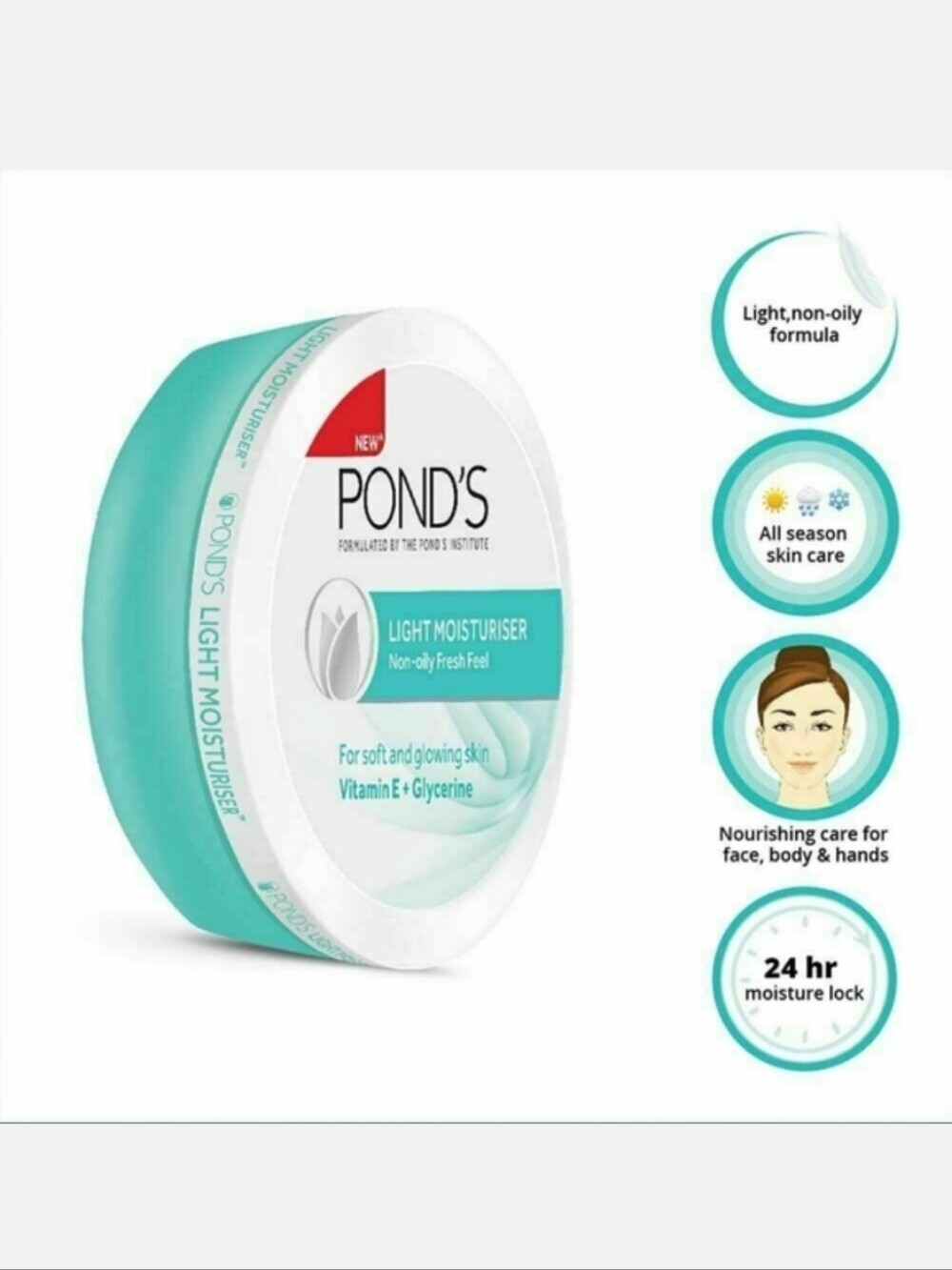 NWT POND'S LIGHT MOISTURIZER WITH VITAMIN E FOR SOFT GLOWING SKIN: FACE & BODY!